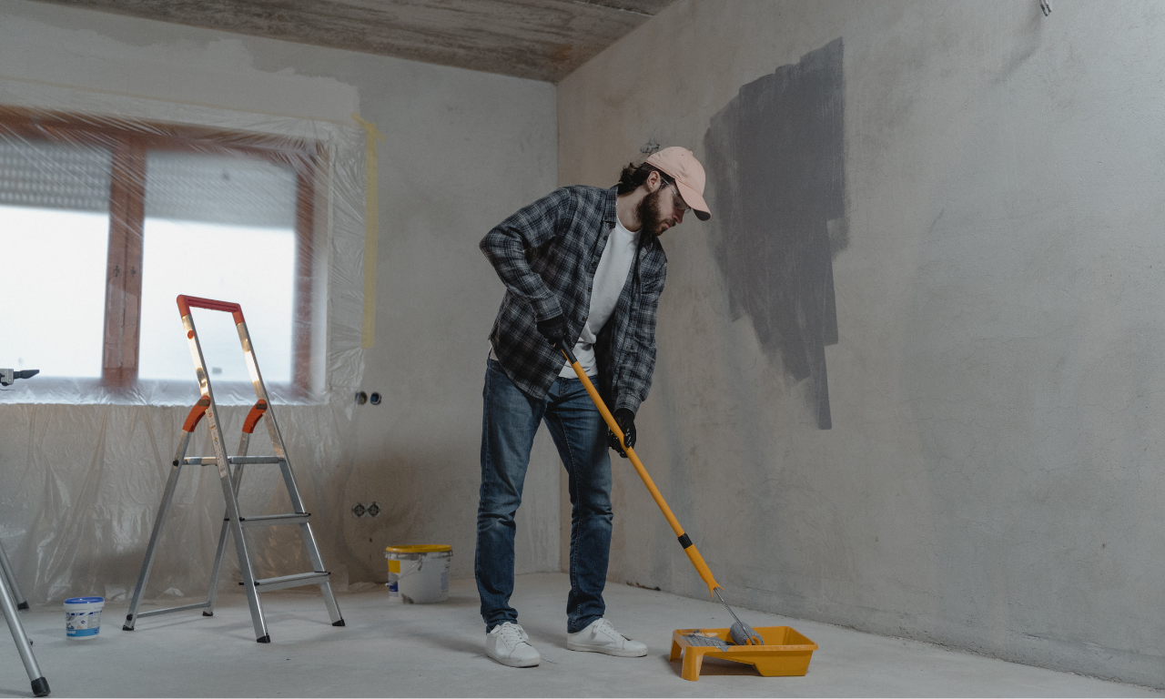 Physical infrastructure icons integrated in a blueprint layout symbolizing a connected paint venture.