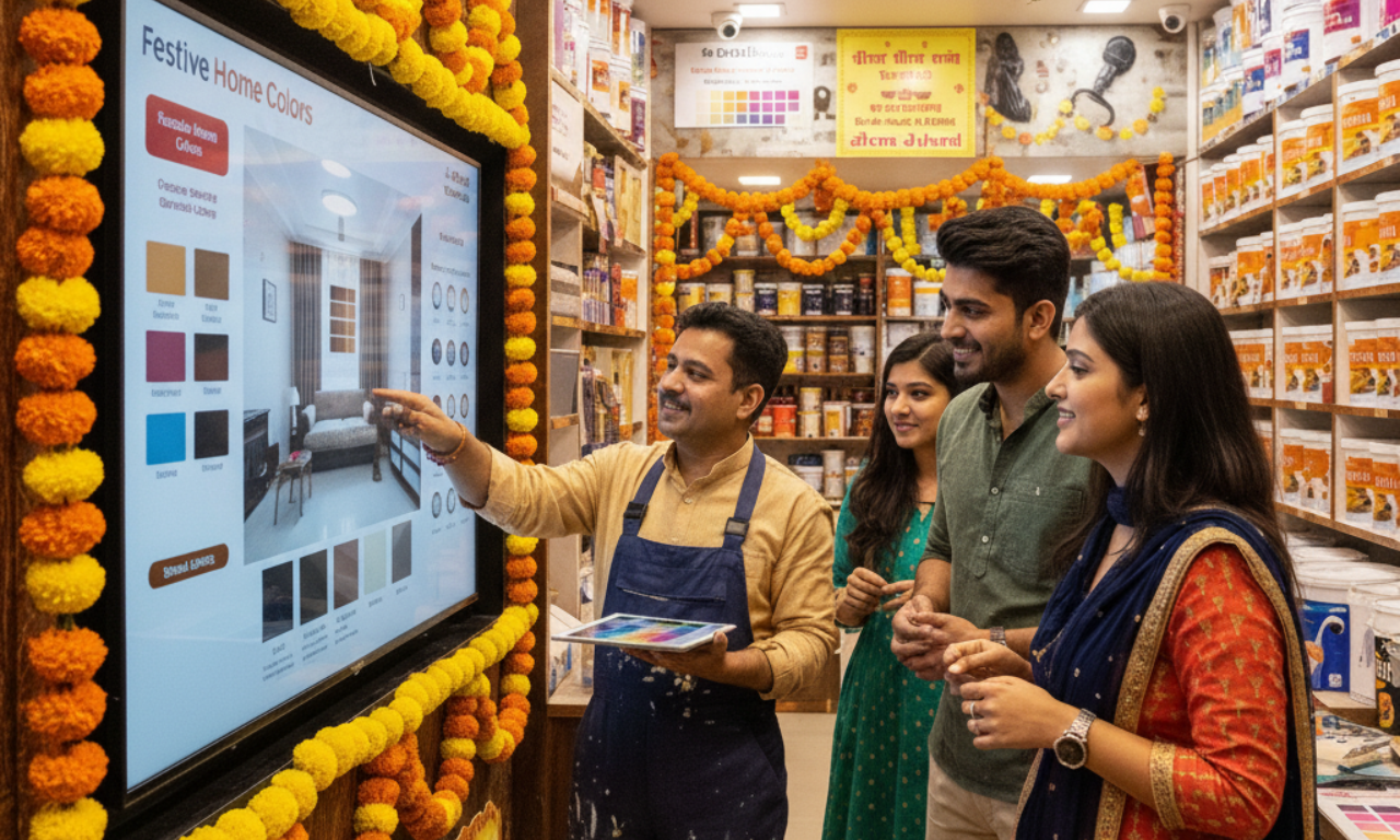 Paint dealer store and painter network ready for festive sales