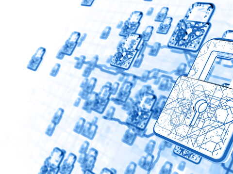 a graphic of digital locks portraying security from cyber threats