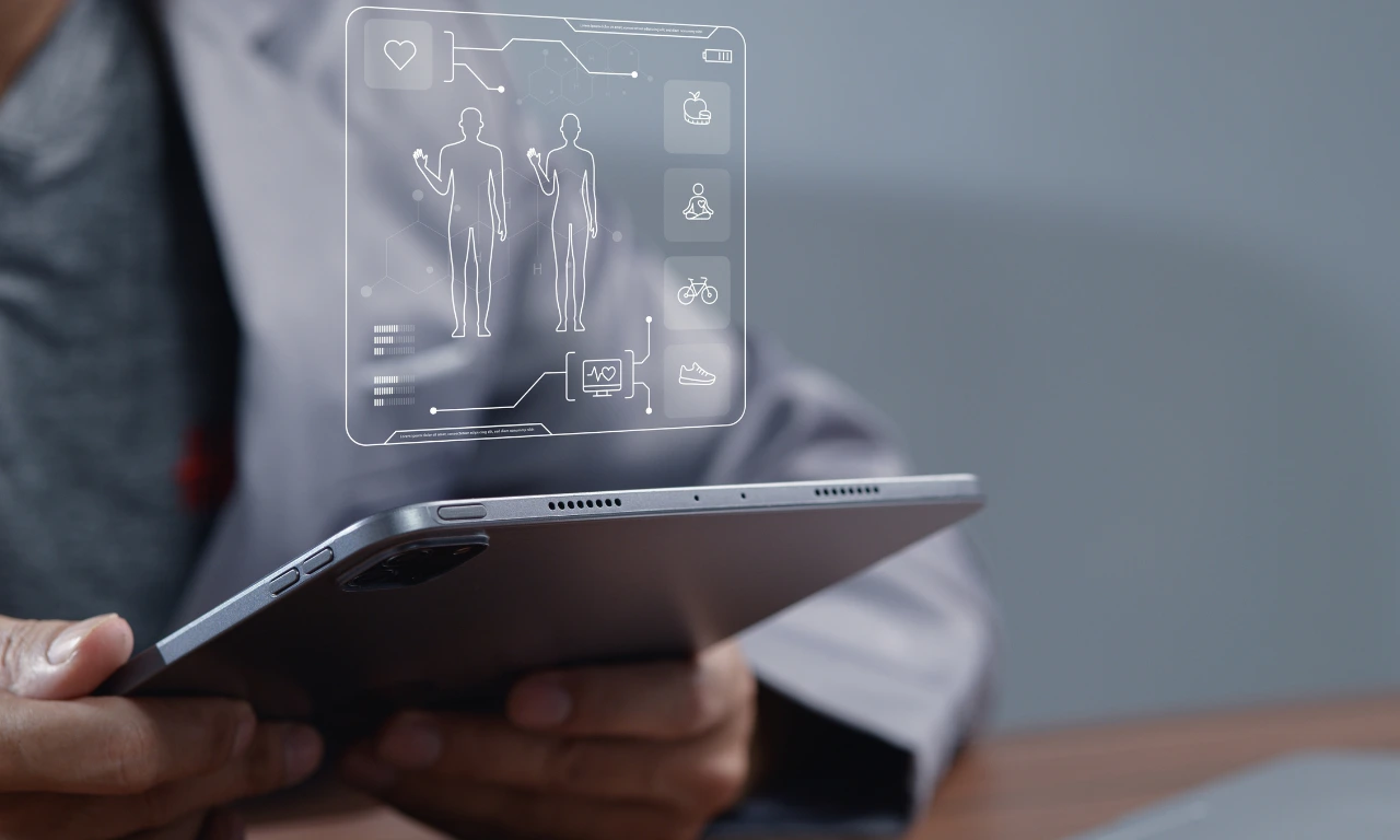 Digital Health Monitoring Dashboard on Tablet